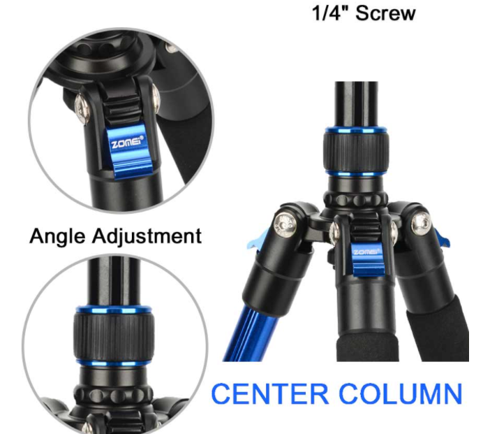 Features of the ZOMEi Q555 Aluminum Camera Tripod Kit with 360 Degree Ball Head Quick Release Plate for Solar Telescopes and Binoculars